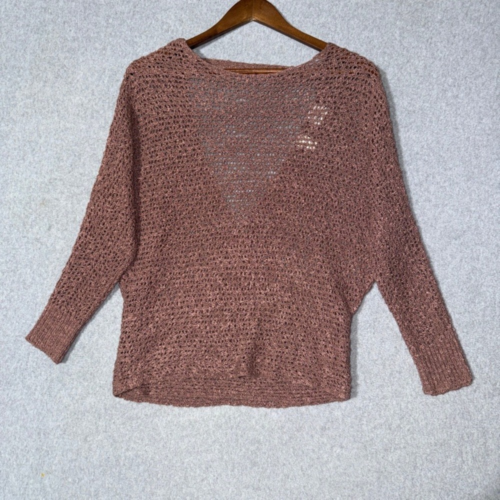 Daytrip Cropped Open Knit Wrap Cardigan Sweater Pink XS